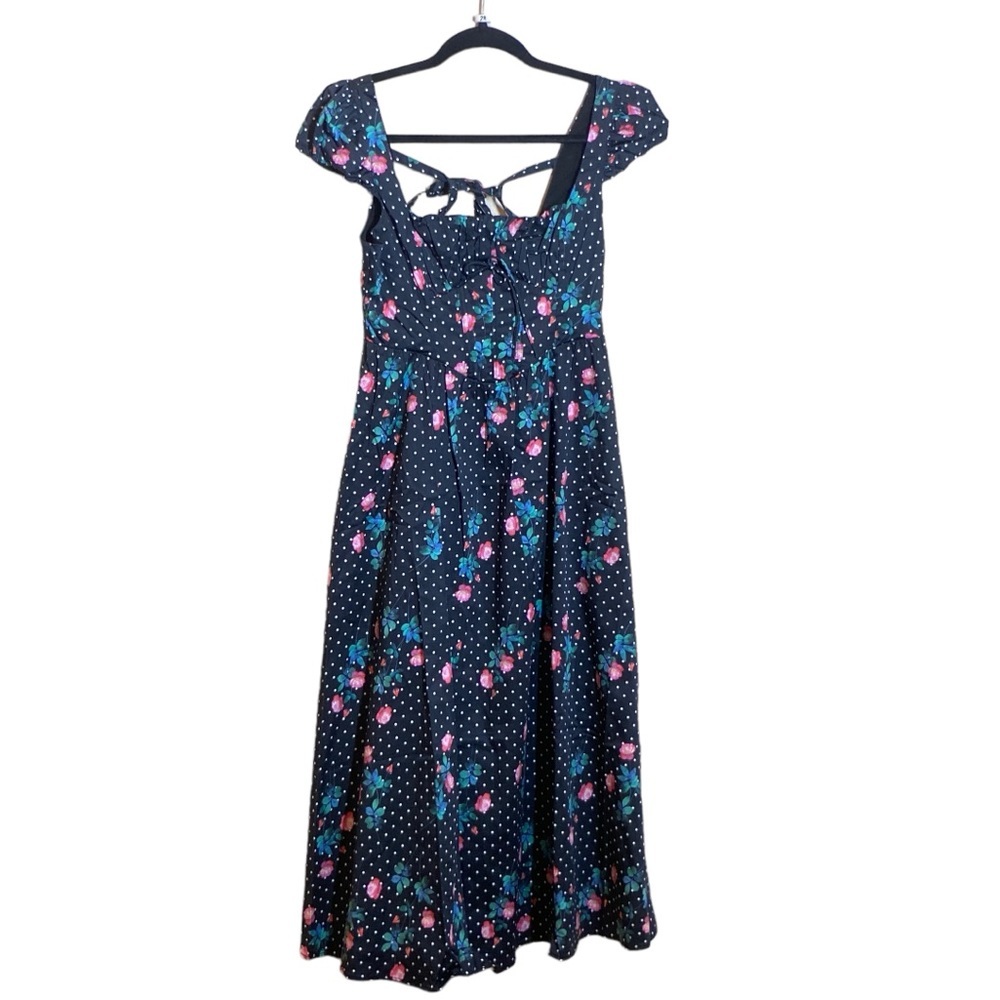 NWOT FOR LOVE & LEMONS Florentina Black & Floral Print Midi Dress, size Small - Picture 2 of 14